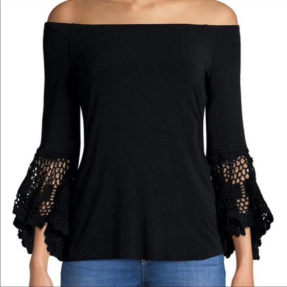 Bailey 44 Tops - Bailey 44 Crochet Bell Sleeve Off the Shoulder Top